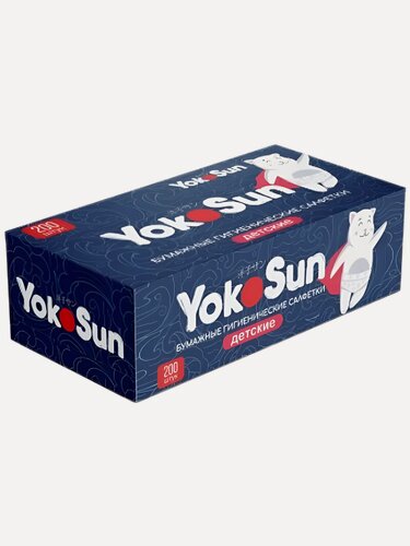 Изображение товара Салфетки бумажные YOKOSUN, детские, двухслойные, без отдушки, 200 шт.