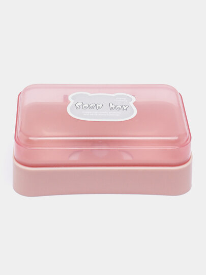 Мыльница Alfa, пластик, дорожная, герметичная, с крышкой, розовая — фото 1
