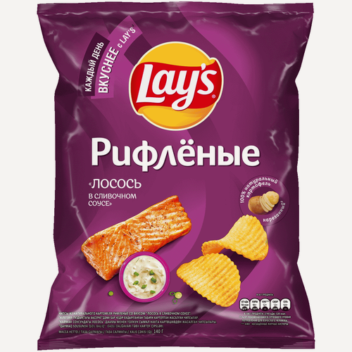 Изображение товара Картофельные чипсы Lay's Рифленые Лосось в сливочном соусе 140 г