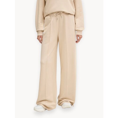 фото Брюки guess primula rhinestones wide leg p, размер l, бежевый