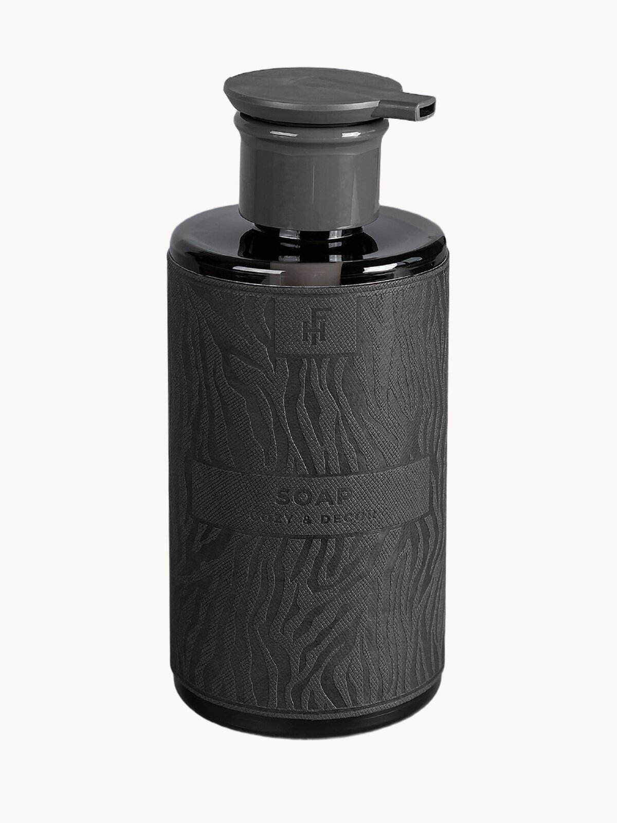 Дозатор для ванной FlexHome пластиковый 460 мл, наклейка из экокожи цвет темно-серый