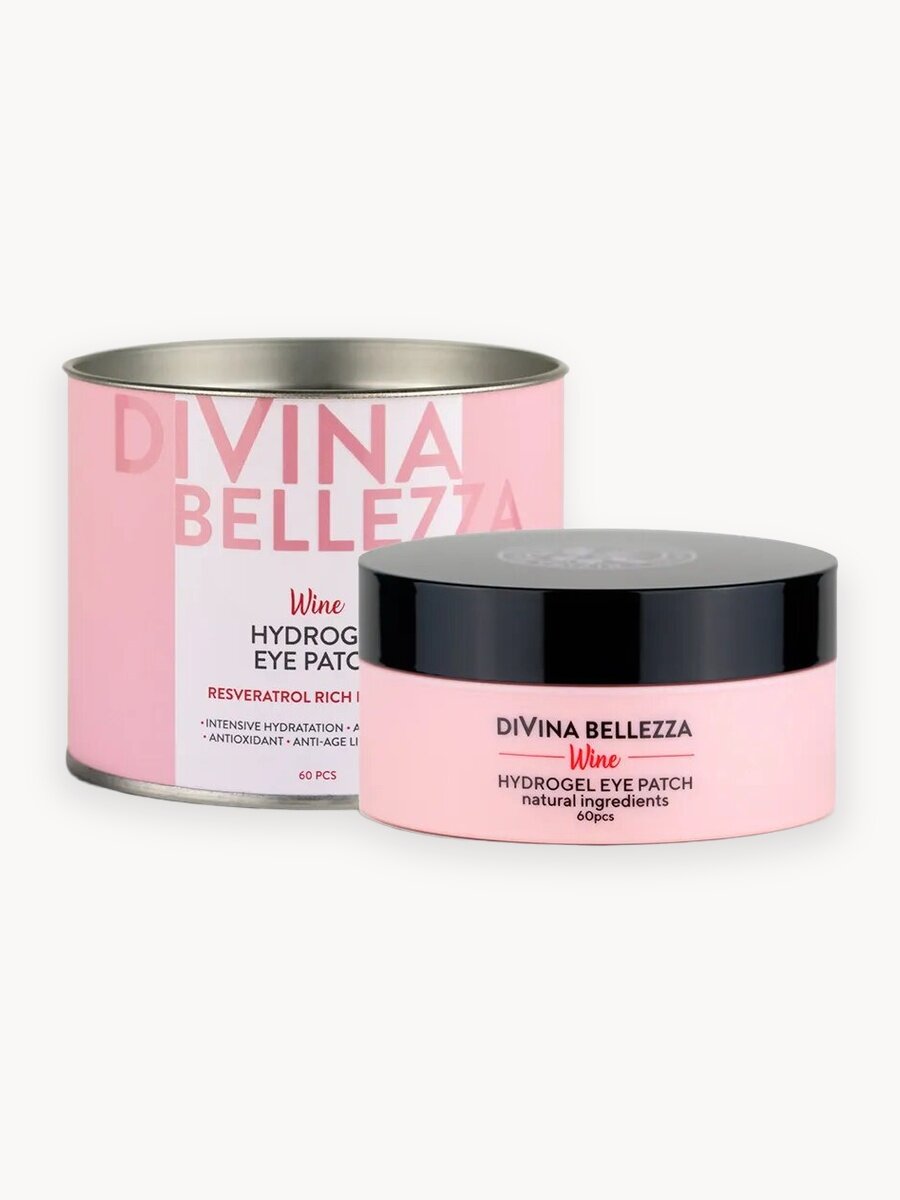 Патчи для глаз DiVina Bellezza, гидрогелевые, с винным экстрактом, для всех типов кожи, 60 шт, Корея