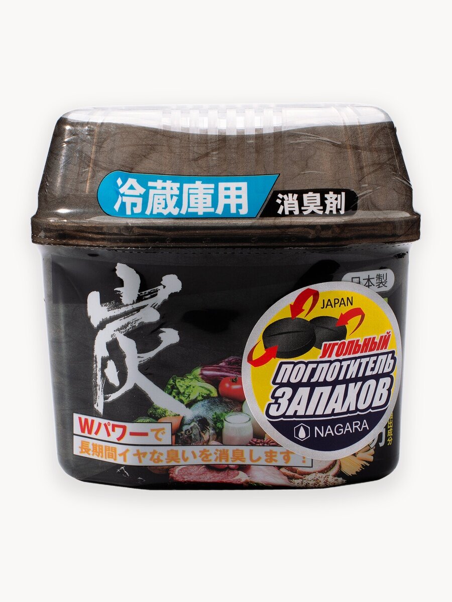 NAGARA Поглотитель запаха для холодильника с древесным углем / Средство нейтрализатор для устранения запаха (Япония) - 160 г