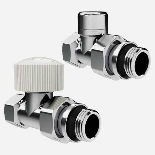 Изображение товара Краны для радиатора отопления 1/2 прямые Royal Thermo Design М30х1,5 хром Термостатический комплект для батареи