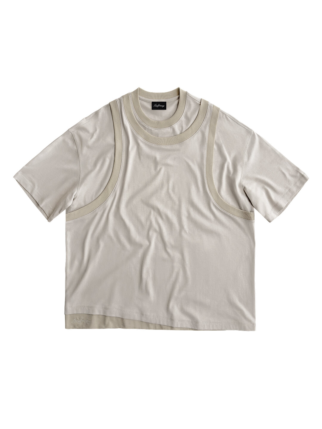 Футболка MADFRENZY AW25, размер L, песочный/белый