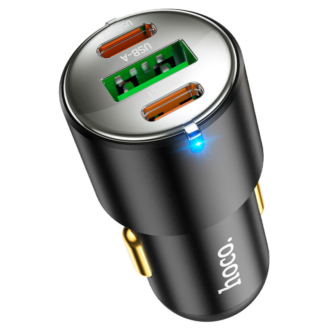 Автомобильное зарядное устройство, 1 USB QC3.0+2 PD 45W (NZ6), HOCO, черный — фото 1