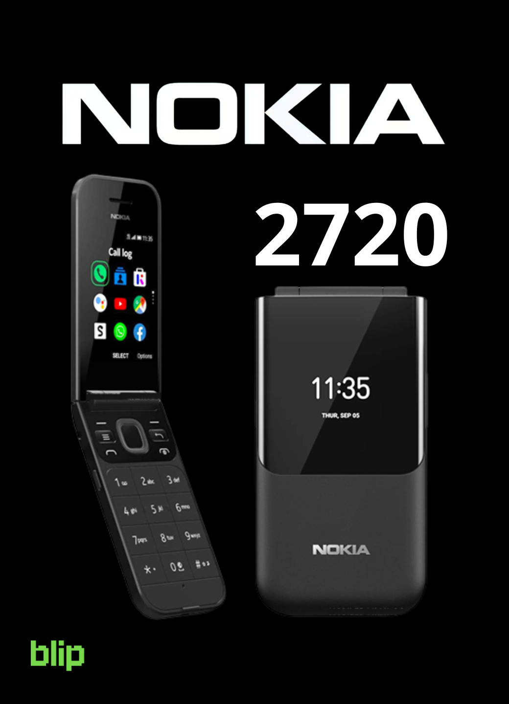 Телефон Nokia 2720 Flip, Dual SIM, черный, зарегистрирован в UZIMEI