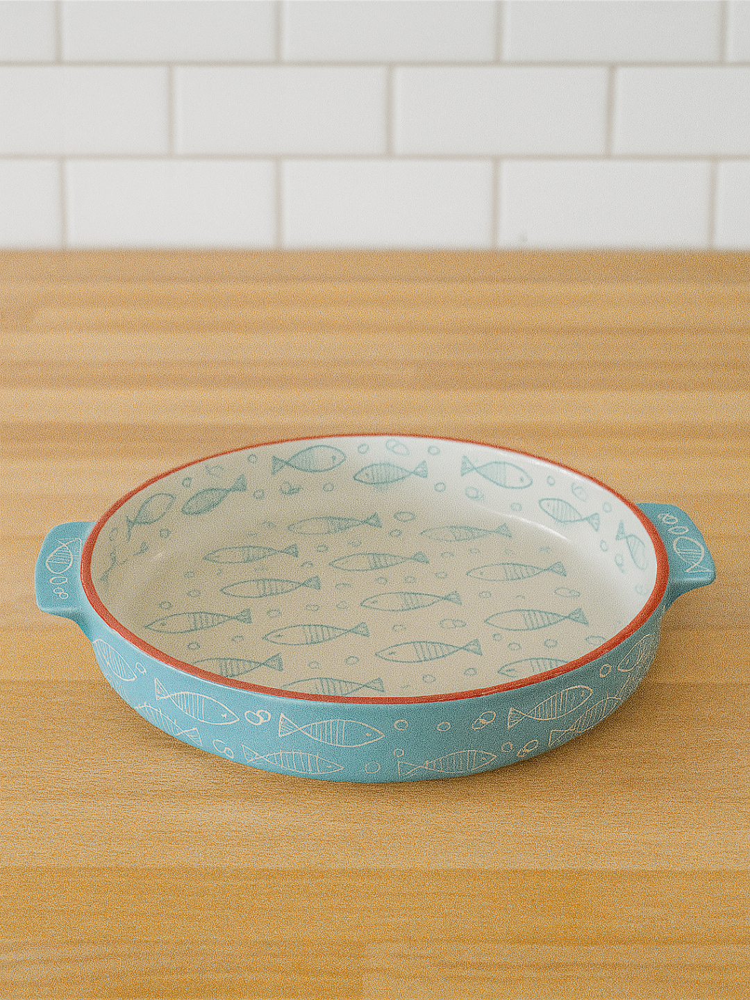 Форма для запекания, круглая, голубая 30×26 см