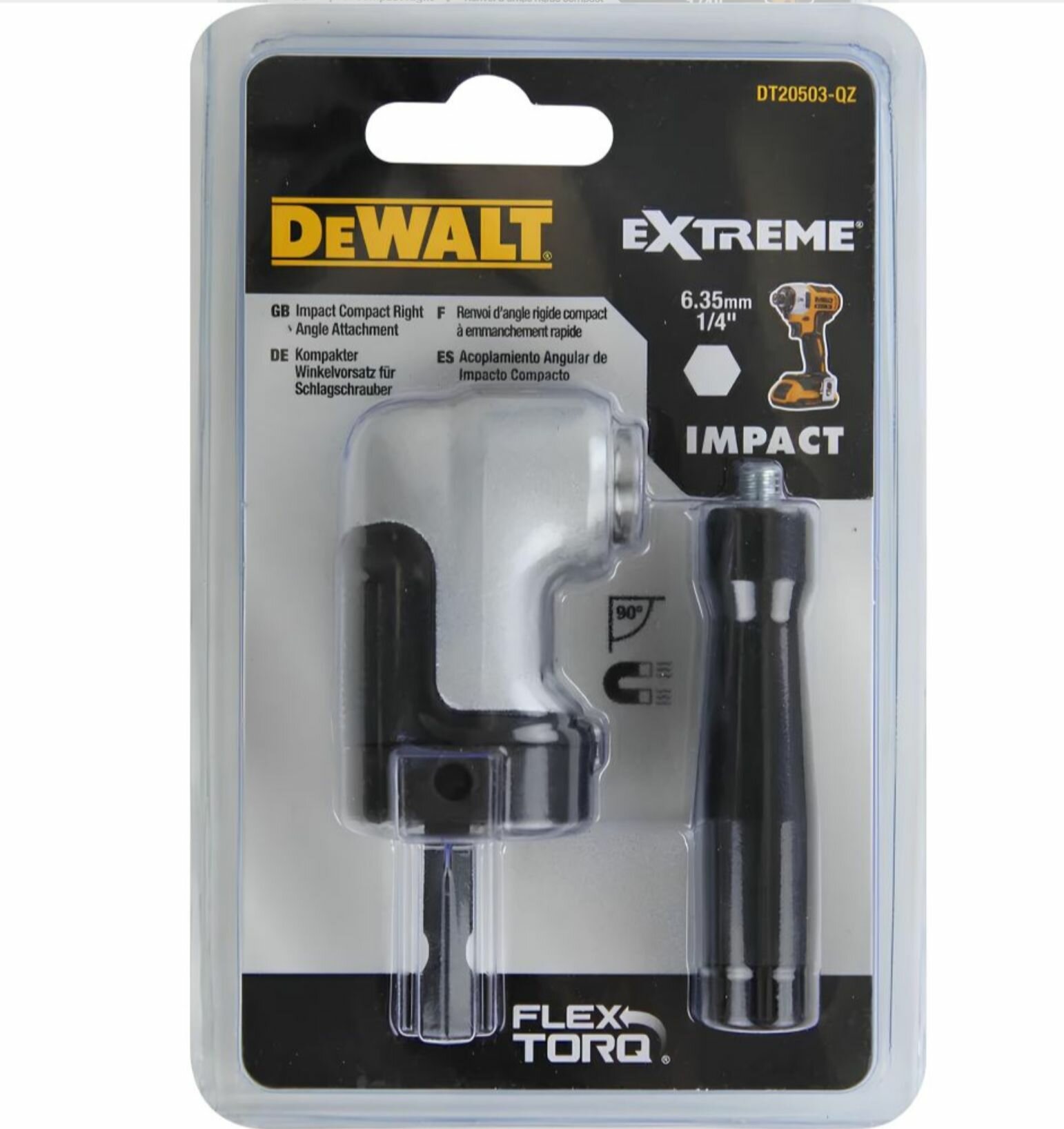Насадка угловая DEWALT IMPACT, 2 поколения, держатель бит (DT20503-QZ)