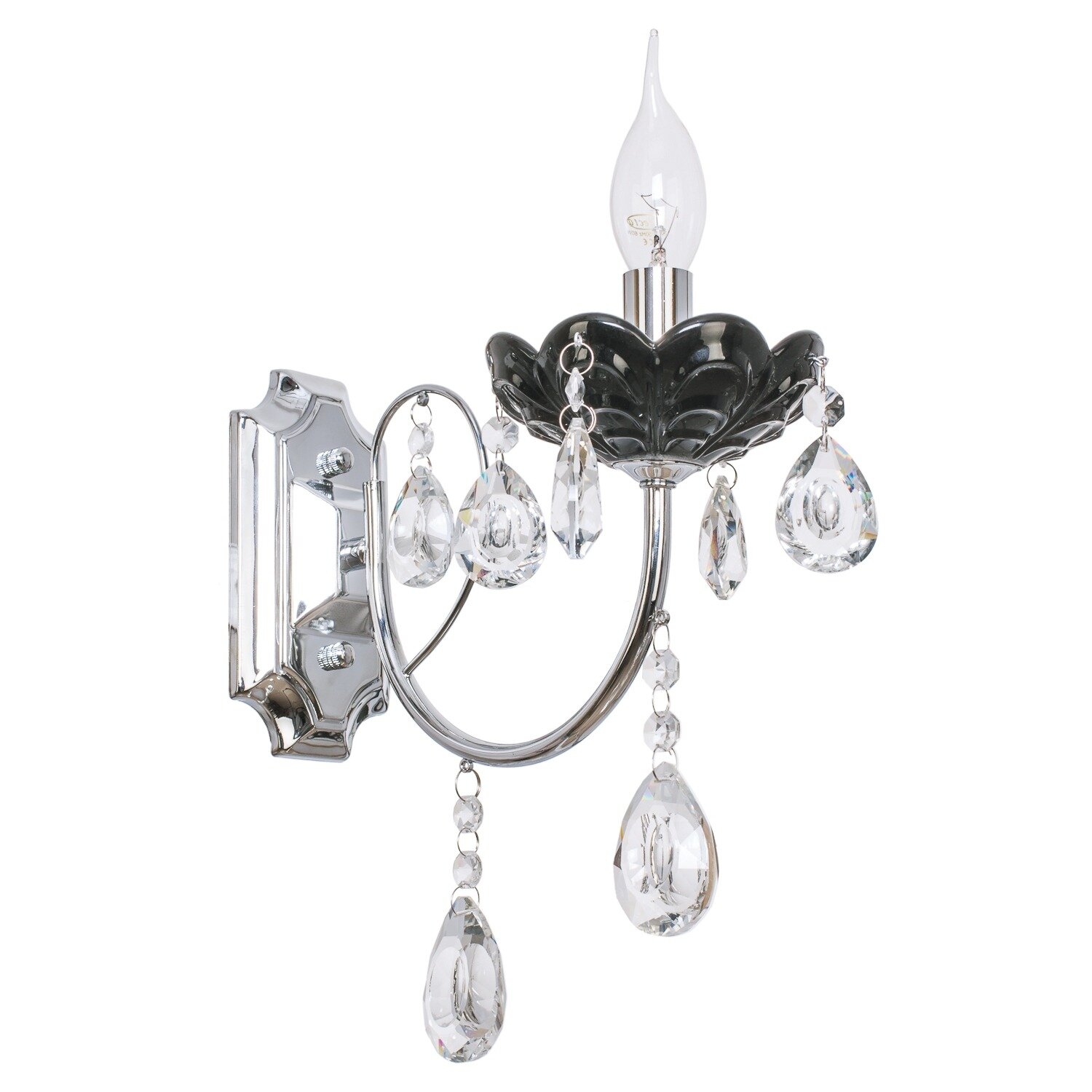 Бра классическое с хрусталем 6047/1wCR+BK WT ЭкономСвет