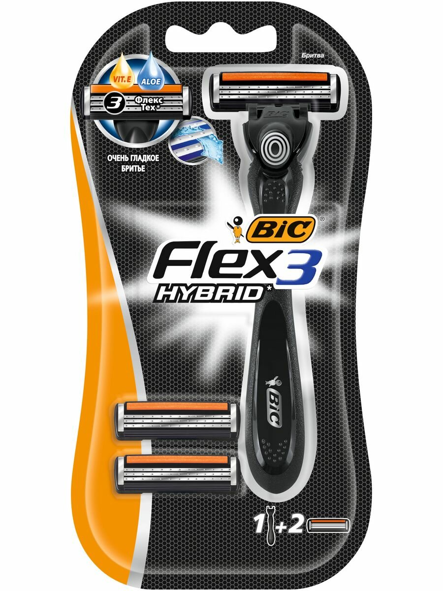 Bic Станок для бритья Flex 3 Hybrid с 2 сменными кассетами