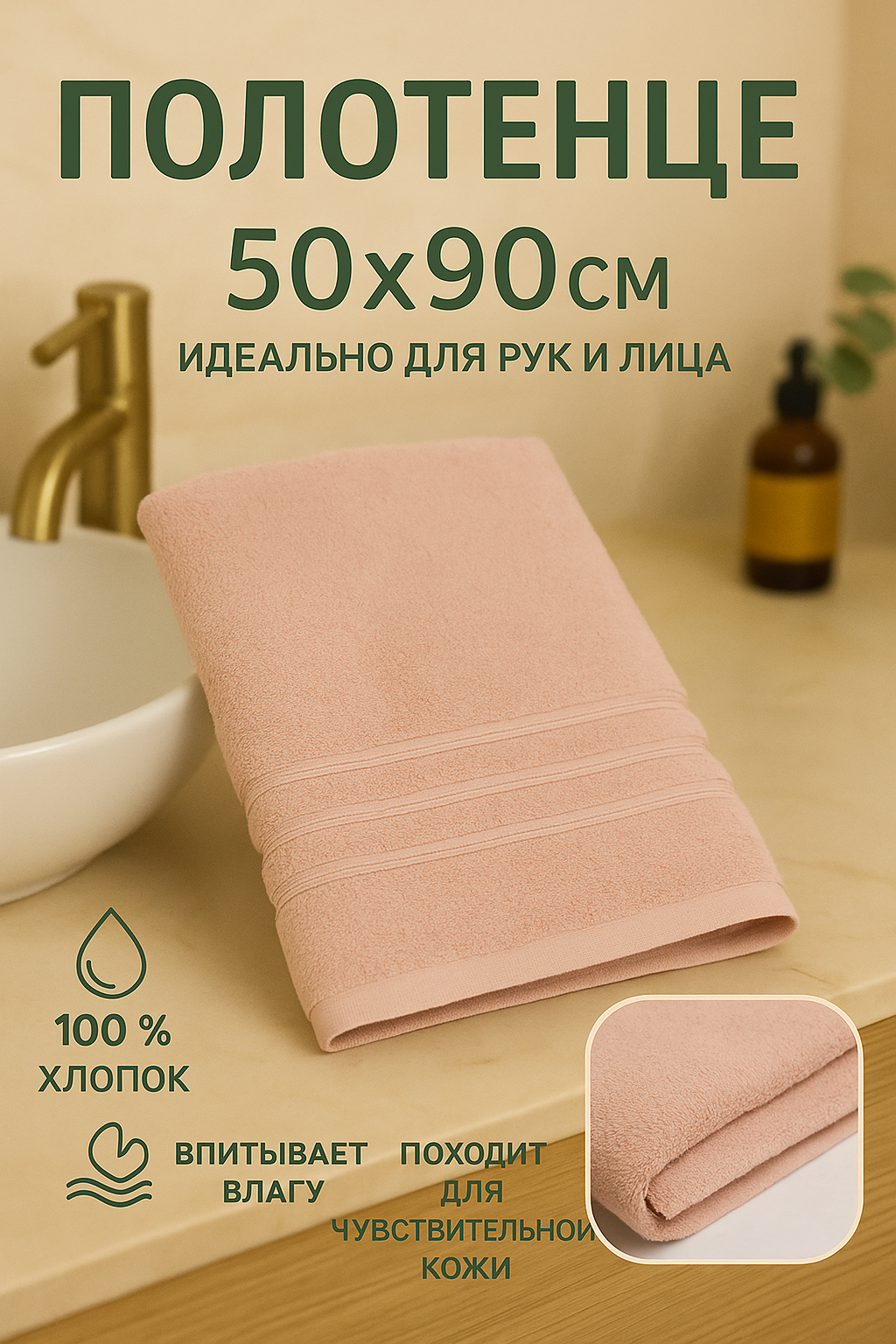 Махровое полотенце - для лица 50x90