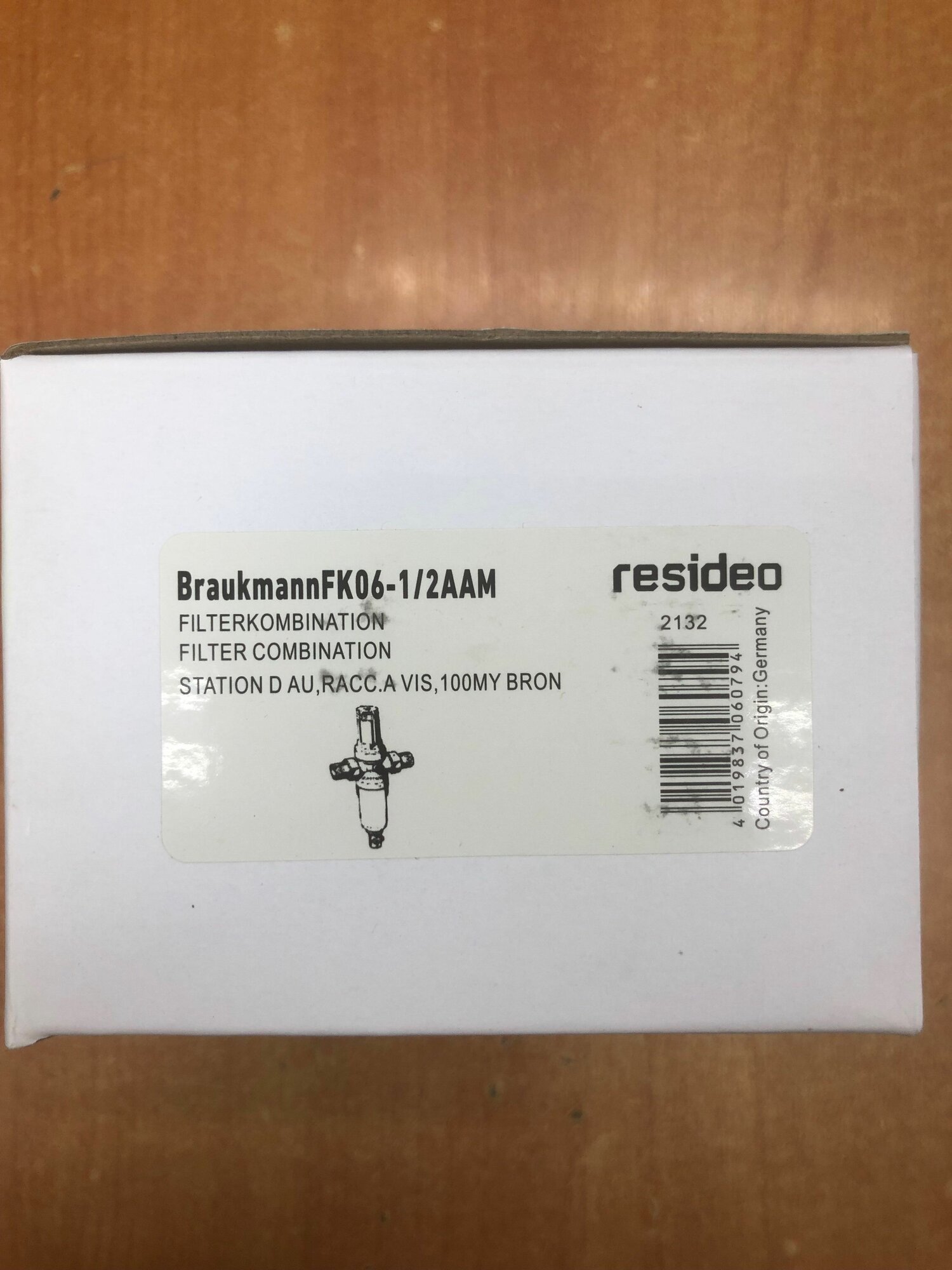 FK06-1/2AAM Фильтр механической очистки Honeywell / Resideo Braukmann с редуктором, муфтовый (НР/НР), со сливом Ду 15 (1/2")