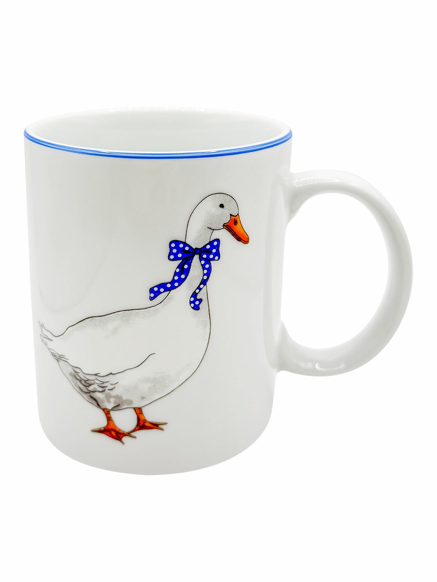 Кружка Dubi "Гуси", форма Jirka, фарфоровая, 320мл, белая/синяя — фото 1