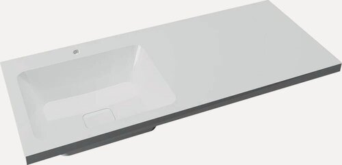 Изображение товара Раковина над стиральной машиной Madera Kamilla 110 L с правым крылом, белая, глянцевая, раковина для ванной из искусственного мрамора, прямоугольная