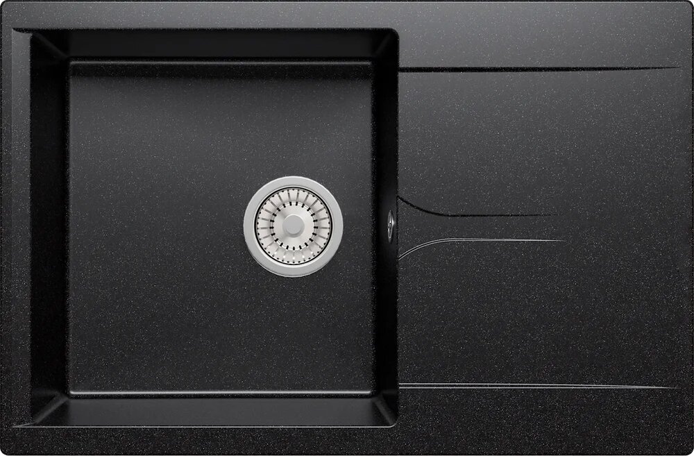 Мойка кухонная Polygran Gals 760 прямоугольная  76x50  с крылом  матовая  черная  российская