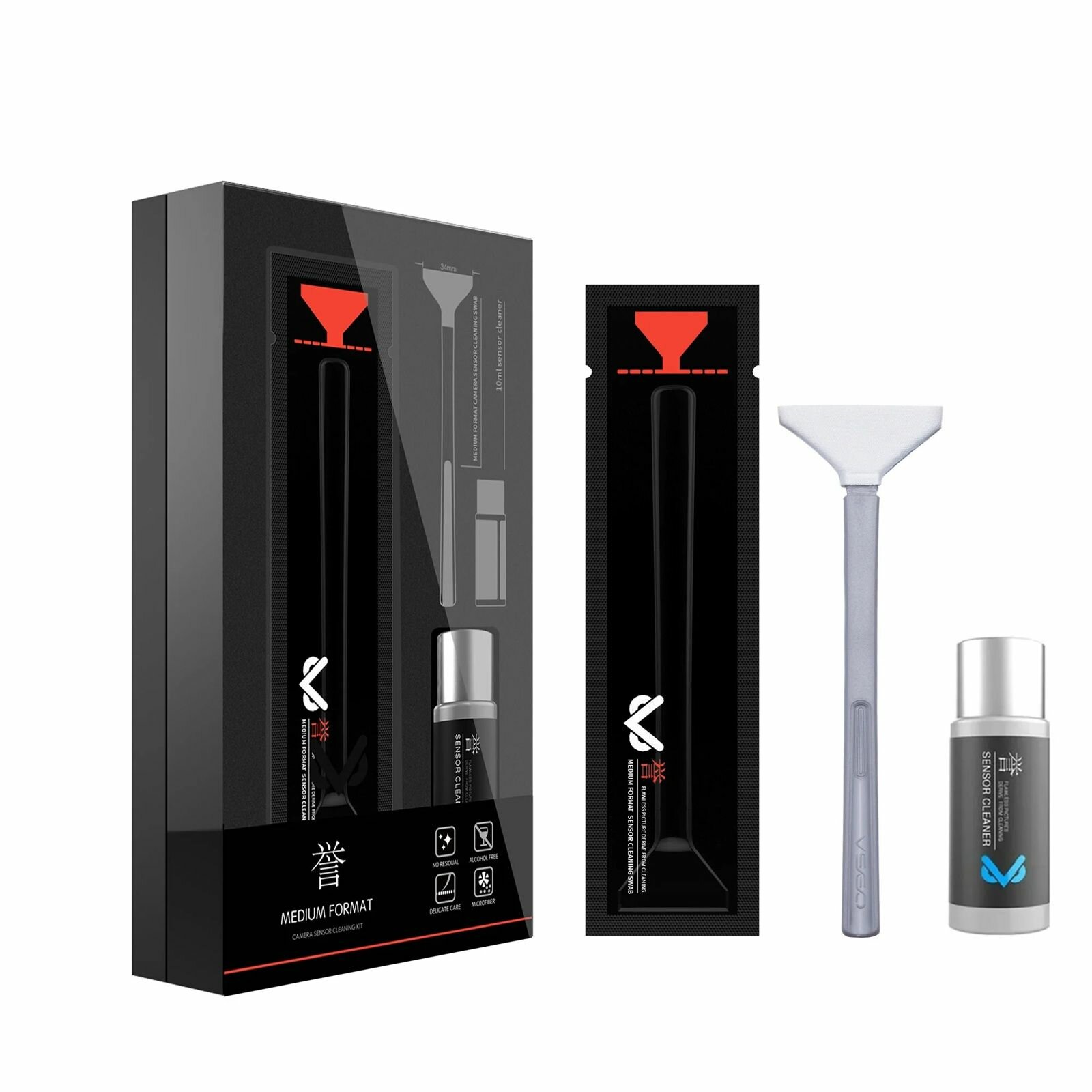 Комплект для чистки среднеформатной матрицы (12 швабр для + чистящее средство 10ml)