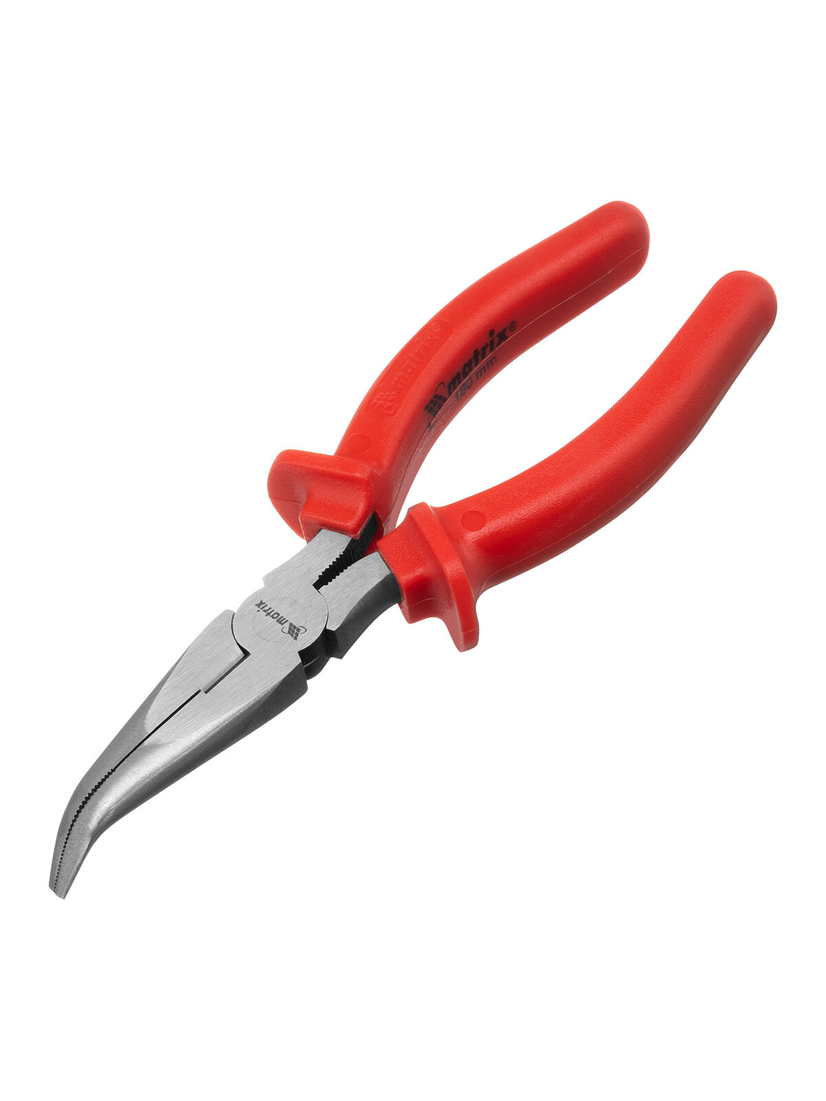 Длинногубцы изогнутые Matrix Econom 180 мм шлифованные из углеродистой стали пластмассовые рукоятки 17495