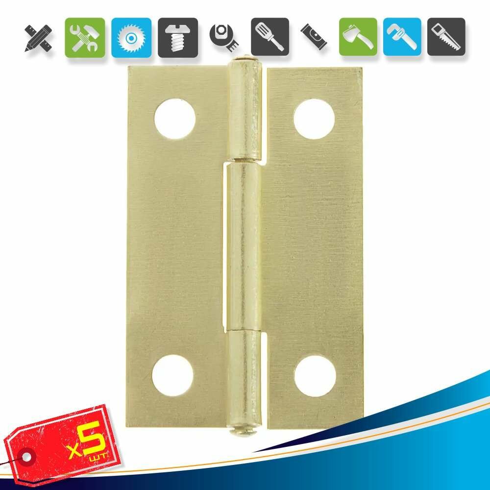 (5шт) х Петля мебельная карточная Левша 35x22 мм сталь цвет золото 2 шт.