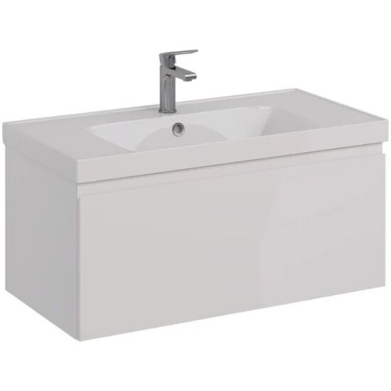 Тумба Noname Lemark VEON MINI 90 см под 1 раковину подвесная с 1 ящик цвет корпуса фасада: Белый глянец