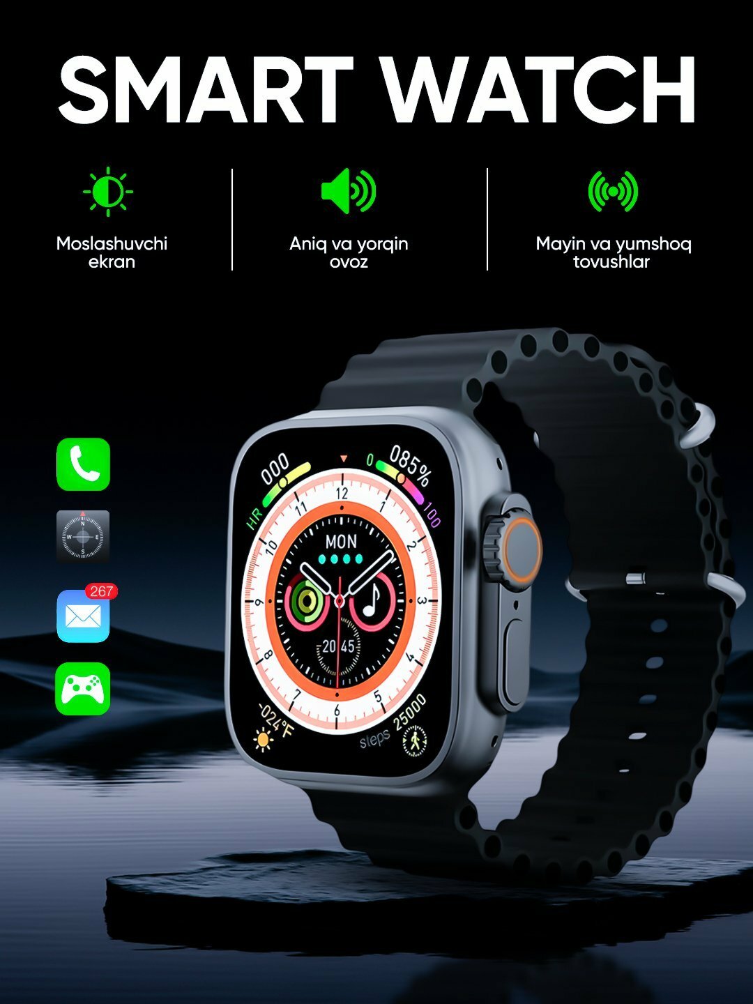 Умные часы Smart Watch BIG A 700 ULTRA3/A9 Android/iOS, беспроводная зарядка, уведомления