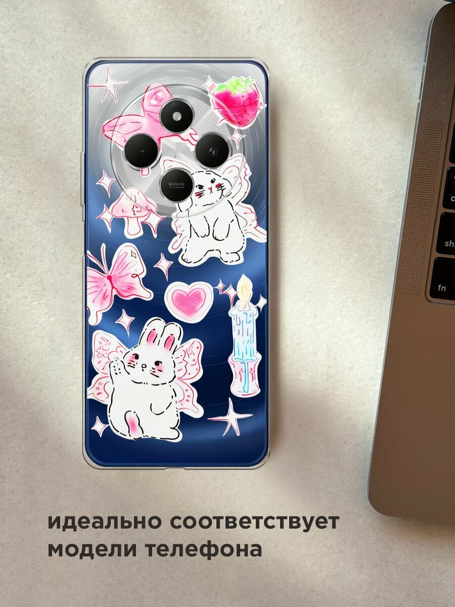 Чехол на Xiaomi Redmi 14C/Poco C75 4G/Redmi A4 5G/Poco M7 5G / Сяоми Редми 14C с принтом "Феи-кролики", прозрачный — фото 1