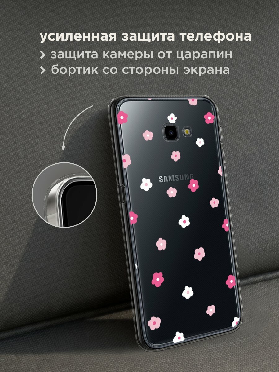 Чехол на Samsung Galaxy J4 Plus 2018 / Самсунг J4 Plus 2018 с принтом "Весенние цветочки рисунок", прозрачный — фото 1