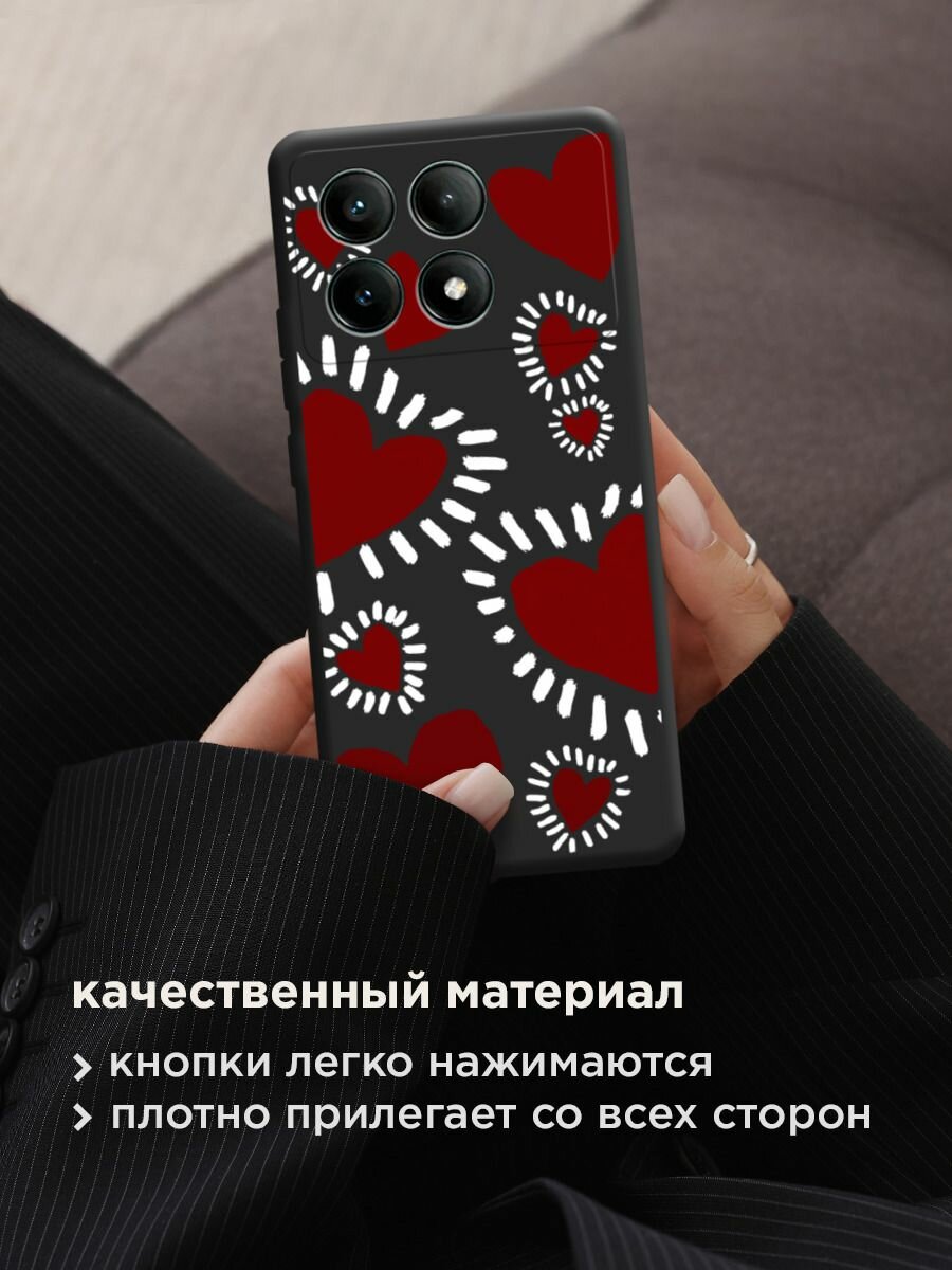 Чехол на Xiaomi Poco X6 PRO 5G / Поко x6 pro с принтом "Бордовые сердца 2" — фото 1