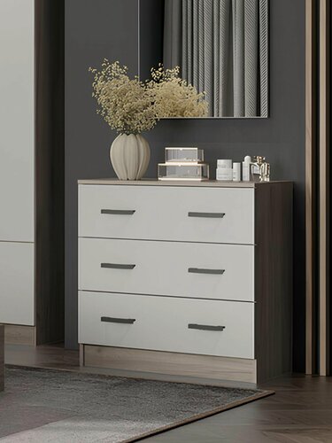 Изображение товара ARNIKA Комод с ящиками для одежды Ронда, 80х42х82 см, дуб крафт серый, белый