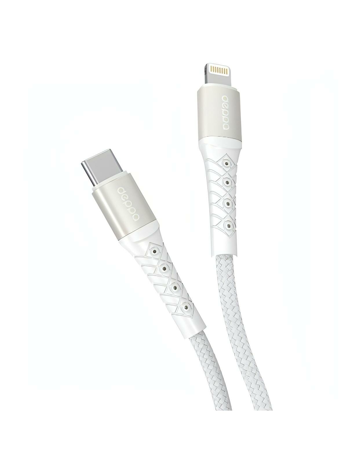 Дата-кабель Deppa Armor USB-C-Lightning 1м белый (72517) — фото 1
