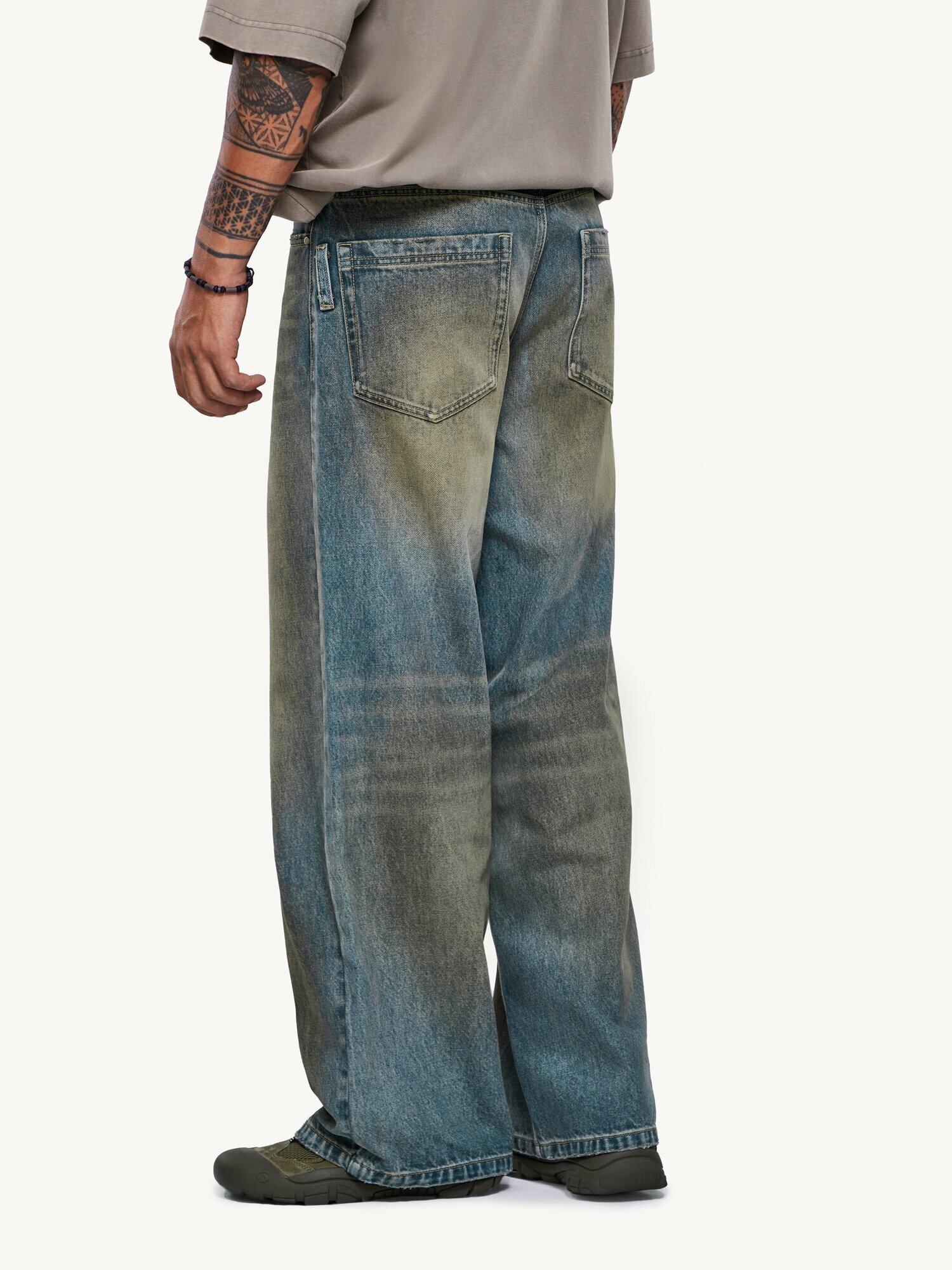 Джинсы широкие MUTED WIDE LEG, размер 44, серый — фото 1