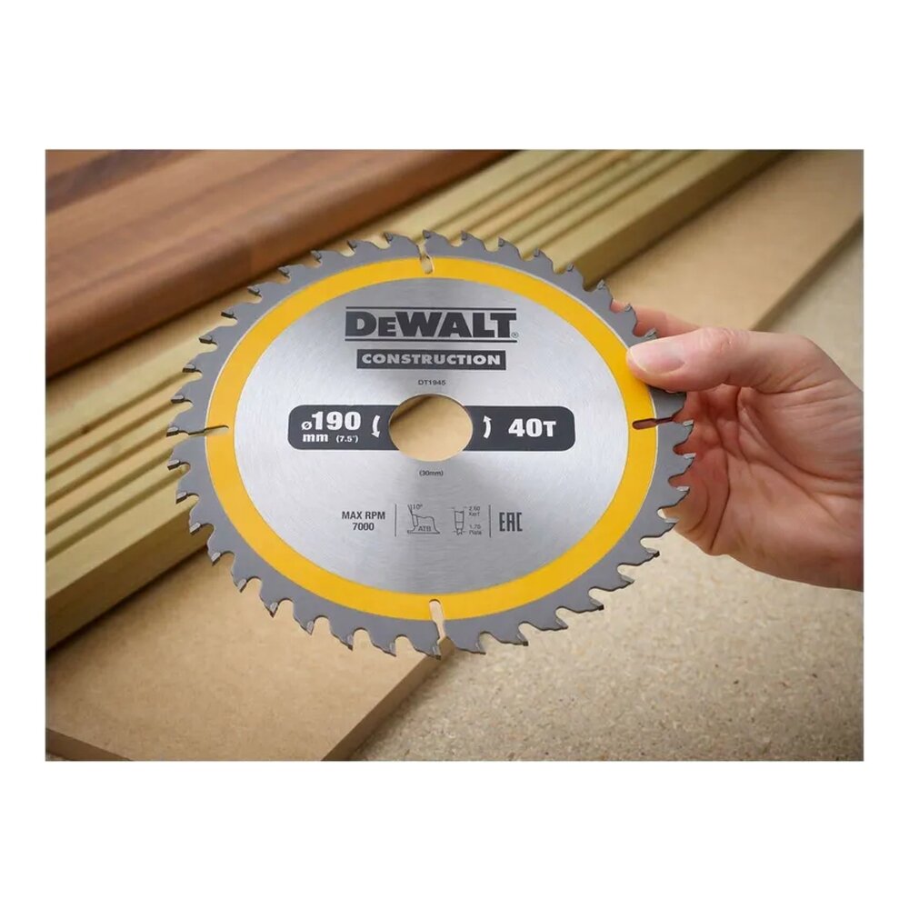 Диск пильный по дереву DeWALT "CONSTRUCTION" Т40 190х30мм DT1945-QZ — фото 1