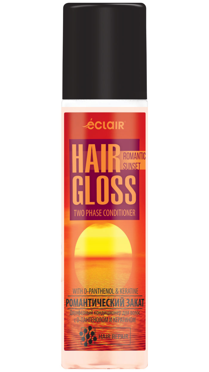 Кондиционер для волос ECLAIR Hair Gloss "Романтический закат", защита цвета, для всех типов, 200 мл