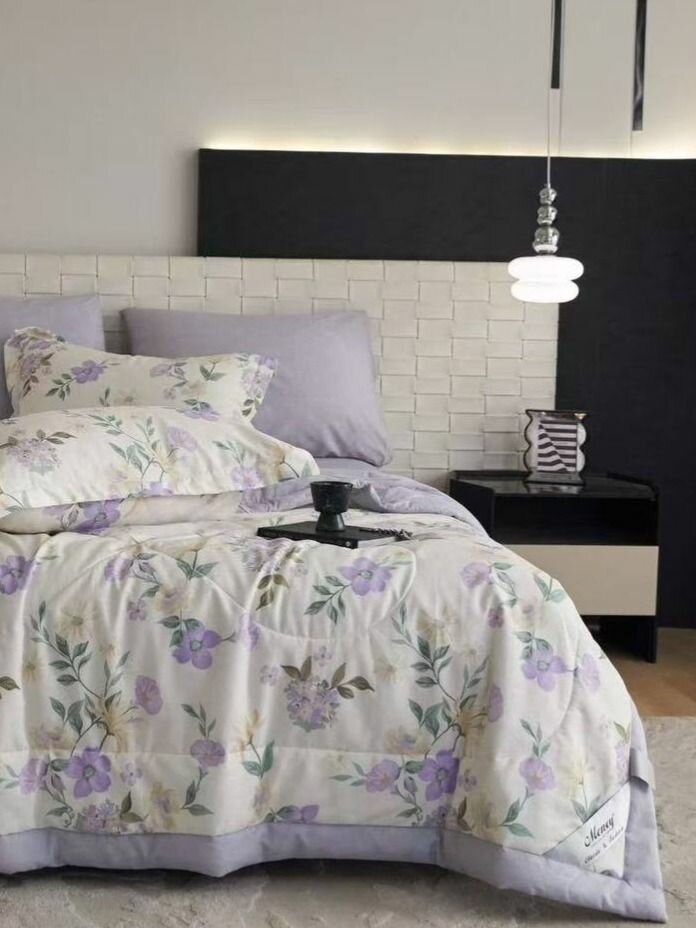 Постельное белье с одеялом евро с простыней на резике, хлопок 100% Сатин Mency Men-5B