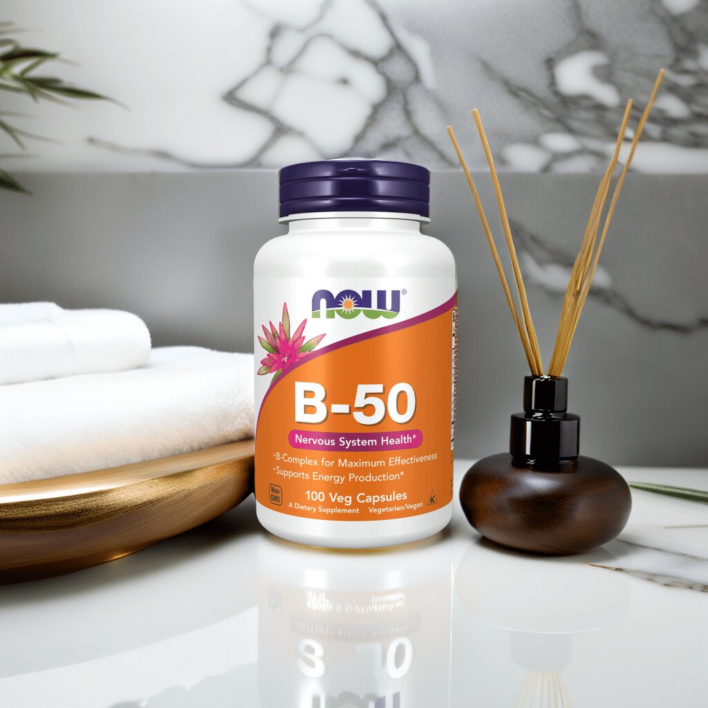 NOW B-50 Complex — витамин B комплекс для энергии и нервной системы, 100 вегетарианских капсул