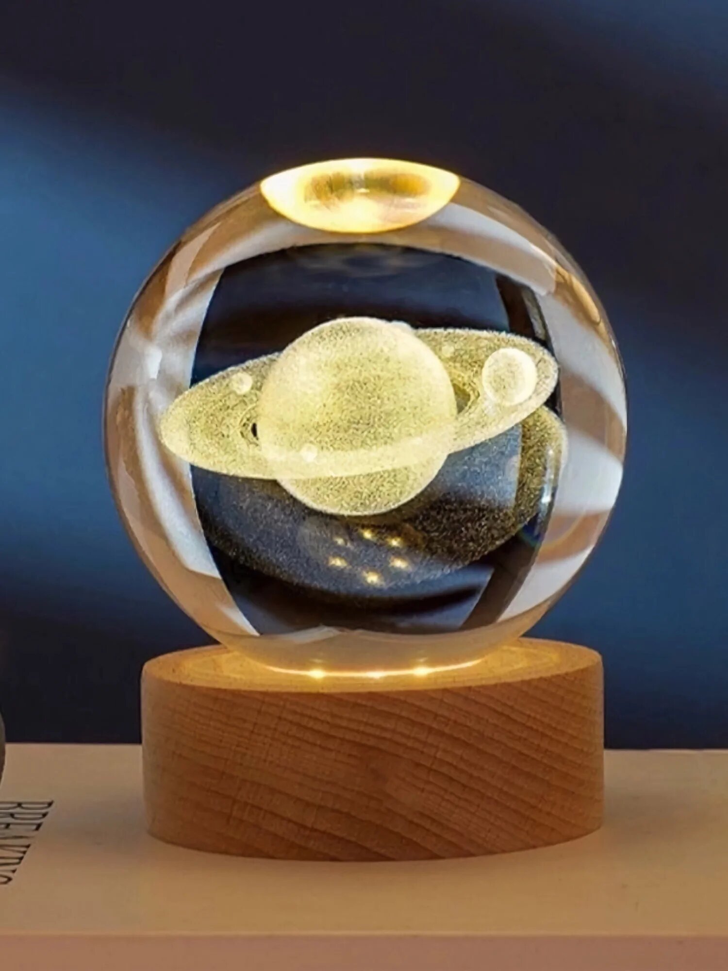 Хрустальный шар ночник 3D, антистресс, настольный светильник, 8 см, лампа LED - Багровый