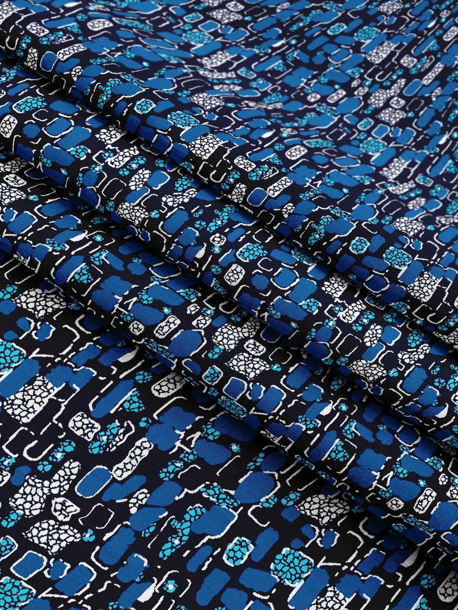 Ткань для шитья и рукоделия, Ситец, Хлопок, цв. синий/черный, Длина 3 м, Ширина 80 см, Плотность 85 г/кв. м