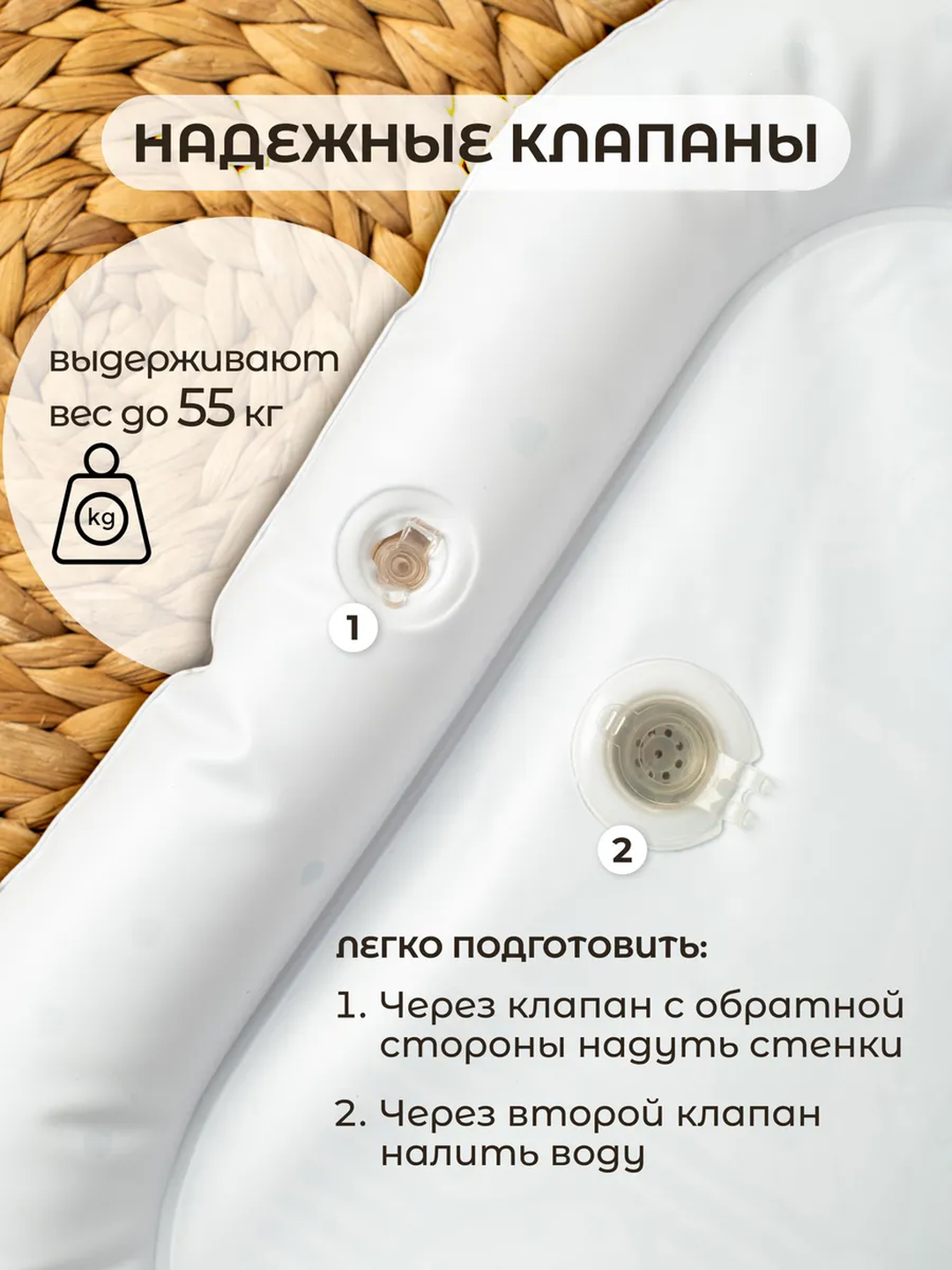 Развивающий акваковрик для малышей с блёстками и 5 плавающими игрушками — фото 1