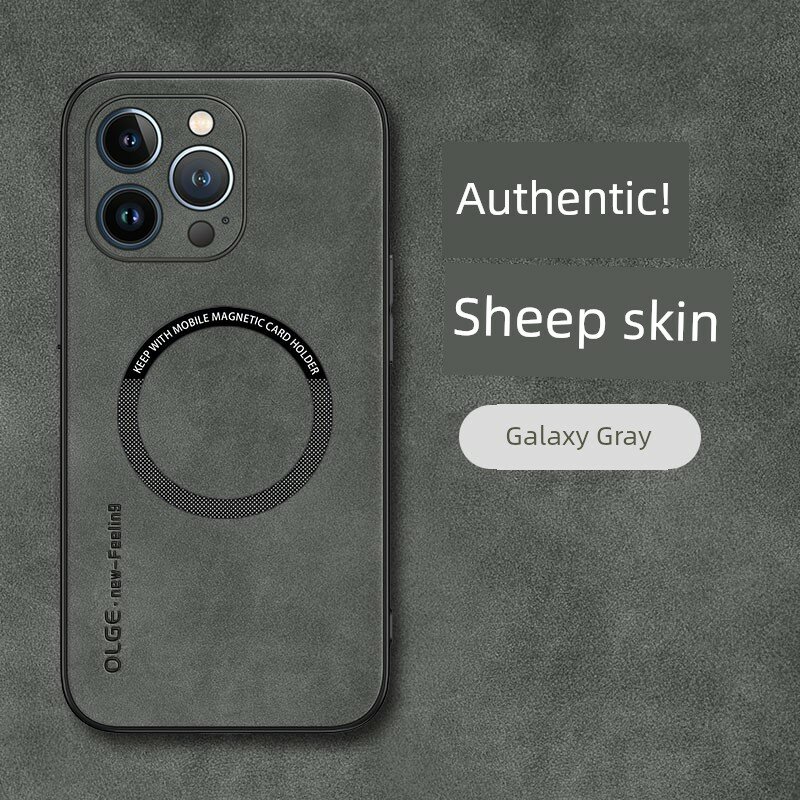 Премиум чехол с магнитным кольцом от OLGE для iPhone 13 - Серебристо-серый