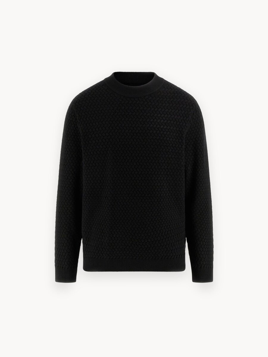 Джемпер GUESS LS MN BASKETWEAVE MICAH SWTR, размер L, черный