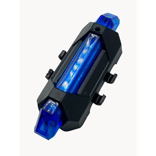 Задний фонарь для велосипеда аккумуляторный, велофонарь (4 режимов, USB, синий)