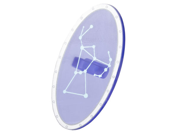 Minifigure, Shield Elliptical with Silver Border and Metallic Light Blue Orion Constellation Pattern, 92747pb17 Trans-Purple N