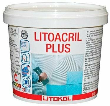 Клей для Плитки Litokol Litoacril Plus 1кг Белый Дисперсионный Готовый.