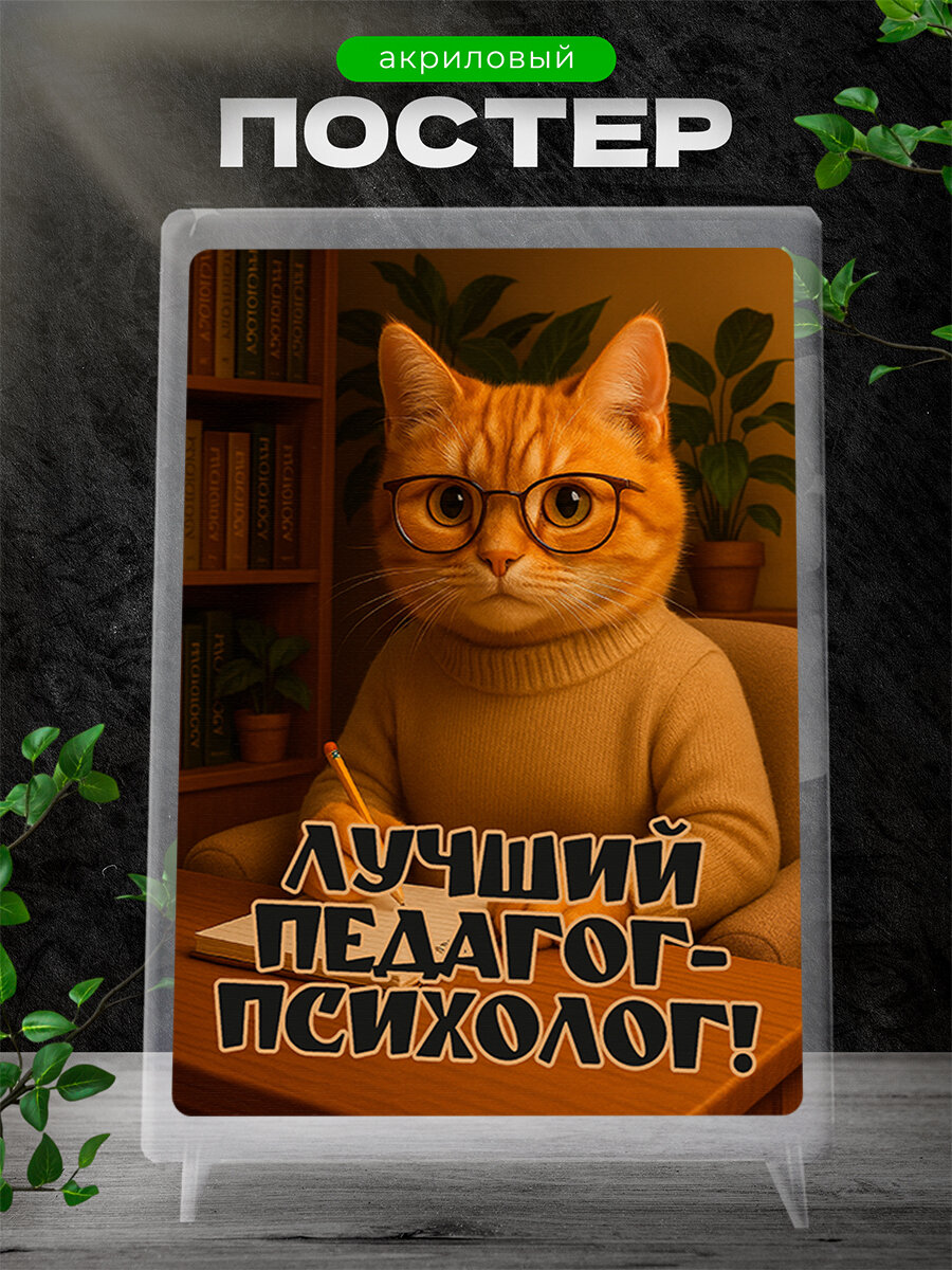 Акриловый постер, открытка на подставке с цветным принтом для педагога-психолога