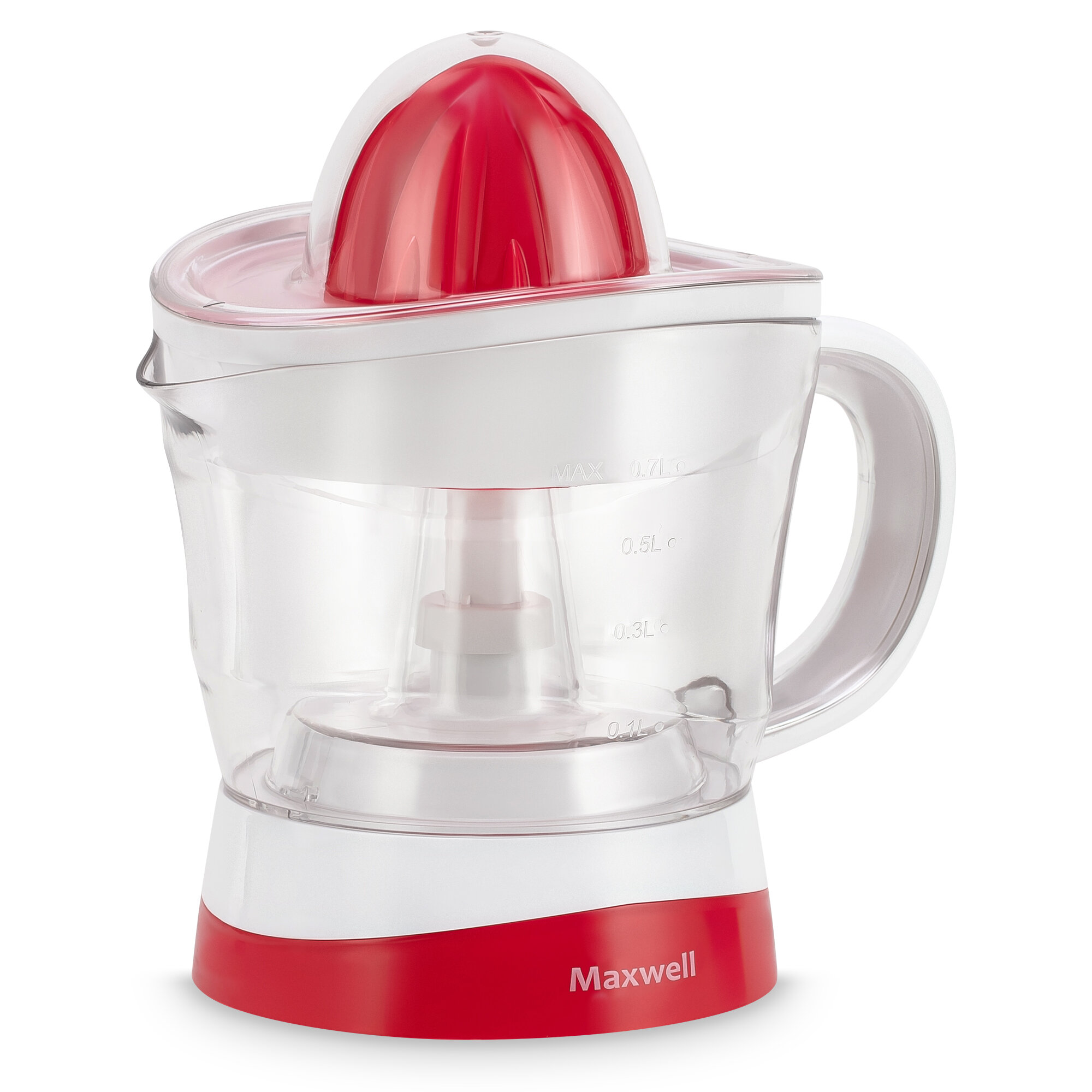 Соковыжималка цитрусовая Maxwell MW 1109  25 Вт  0 7 л   объем емкости для сока  защита от перегрева  белый  красный