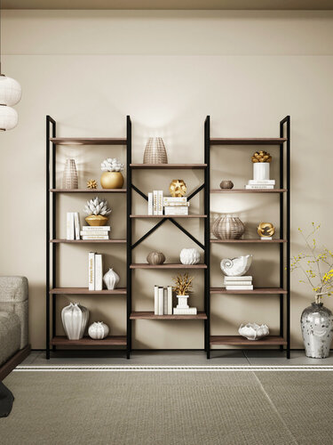 Изображение товара Стеллаж напольный Лофт BRENDON для гостиной и прихожей Американский орех 175х170х34 см LOFT