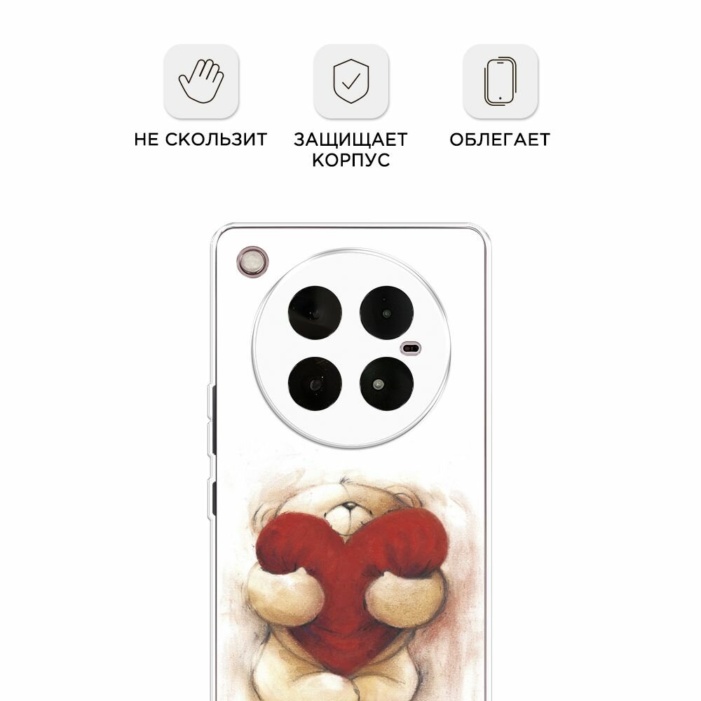 Чехол на Infinix Zero 40 4G / Инфиникс Зеро 40 4G с принтом "Мишка с сердцем 1" — фото 1