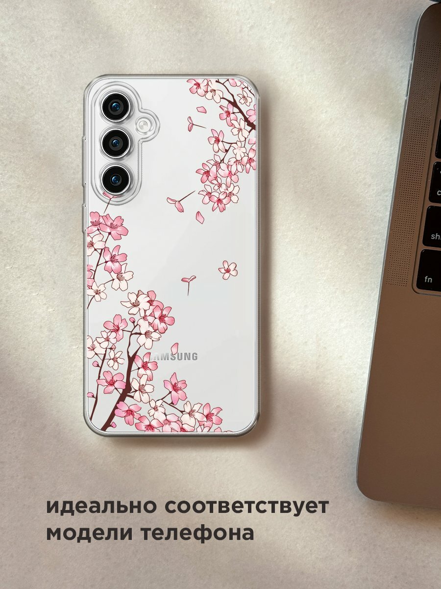 Чехол на Samsung Galaxy S23 FE 5G / Самсунг Галакси S23 FE 5G с принтом "Ветви сакуры 1", прозрачный — фото 1