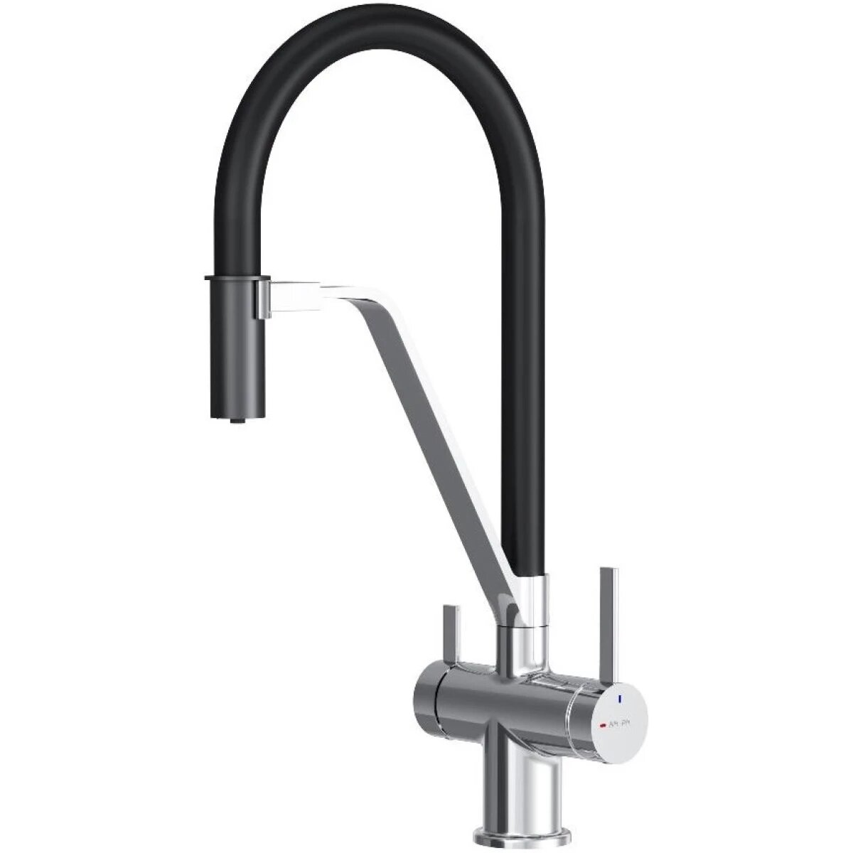 Смеситель для кухни AM.PM Func F8F07802 CoolStart с подключением к фильтру гибким изливом хром/черный