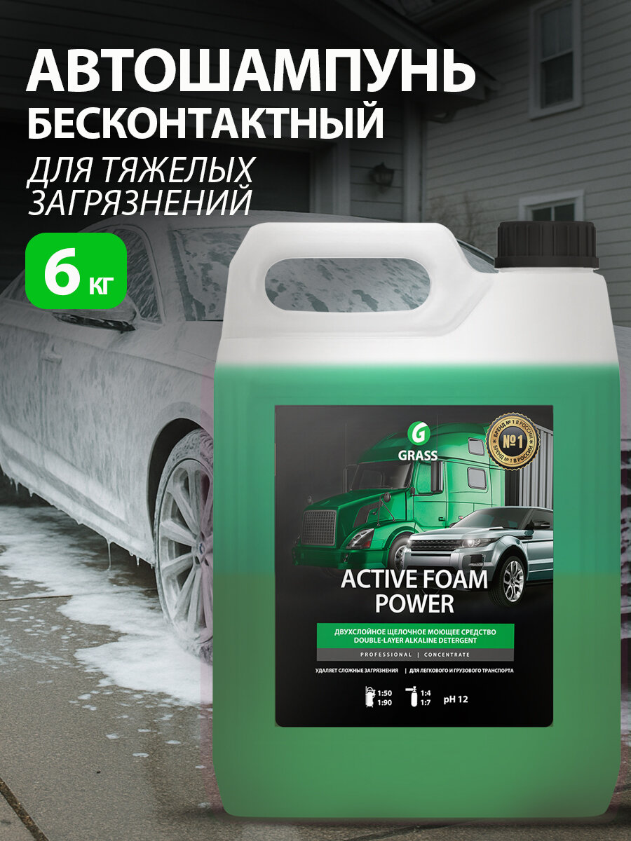 GRASS/ Автошампунь для бесконтактной мойки Active Foam Power Активная пена  6 кг.
